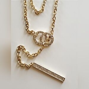 Gold Necklace with Rhinestone Accents